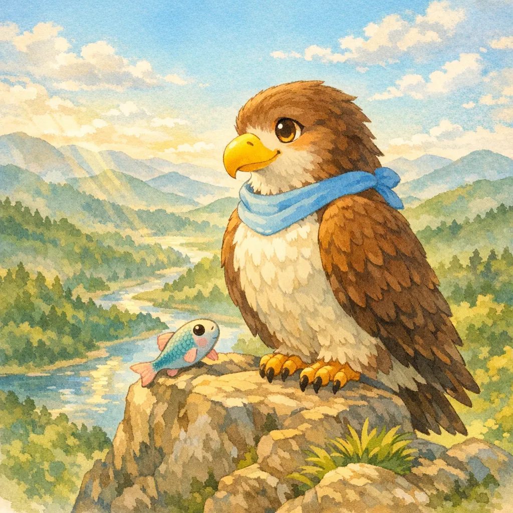 やさしいワシとおさかなのおんがえし 1ページ目