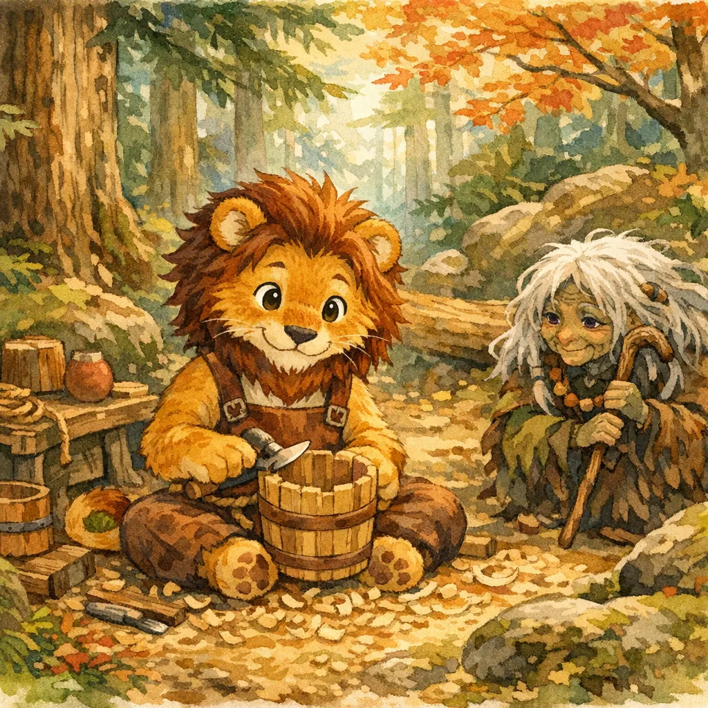 やまんばばあさんと おけやの らいおんくん 1ページ目
